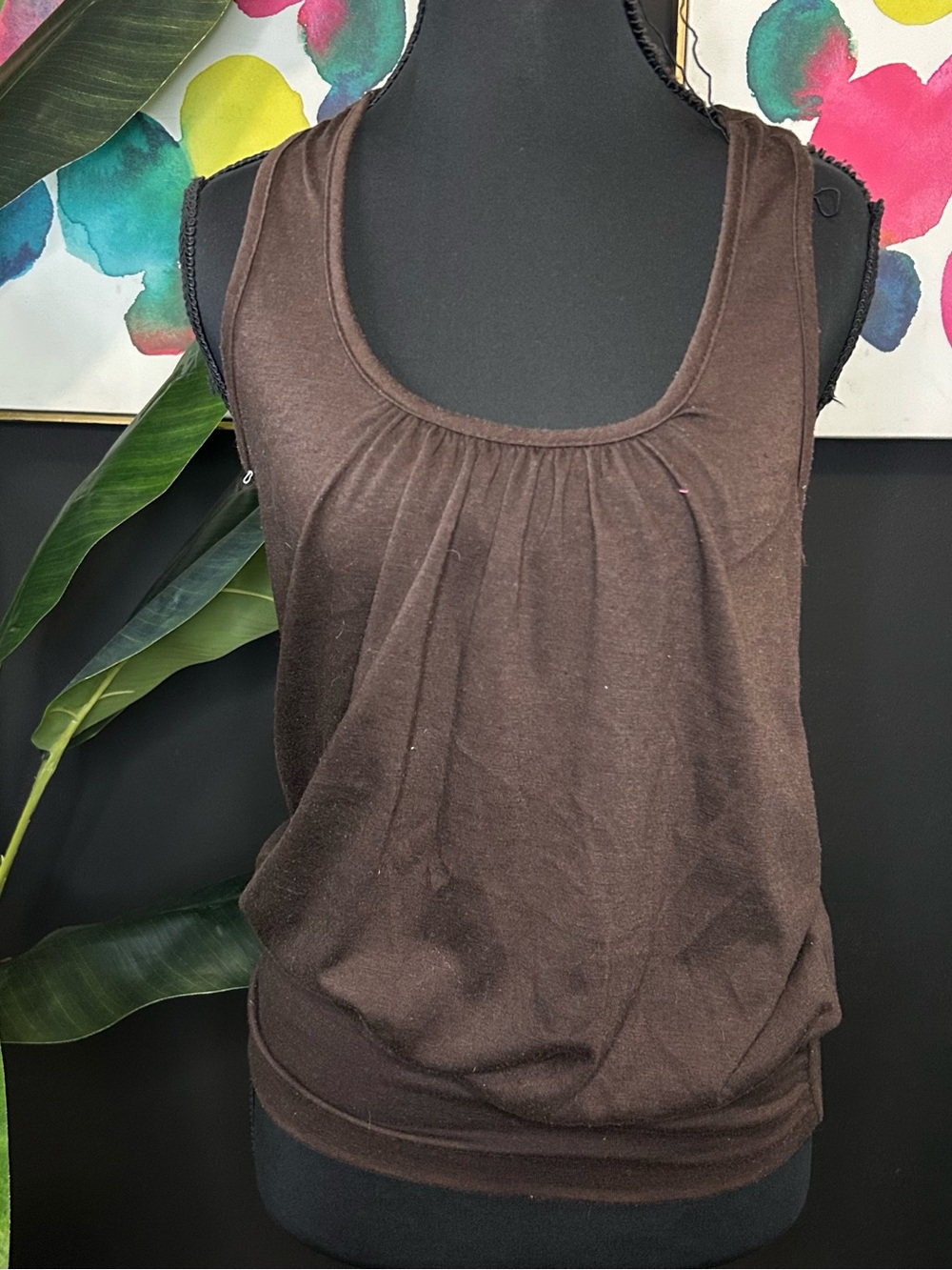 BONGO Brown Scoop Neck Sleeveless Tank